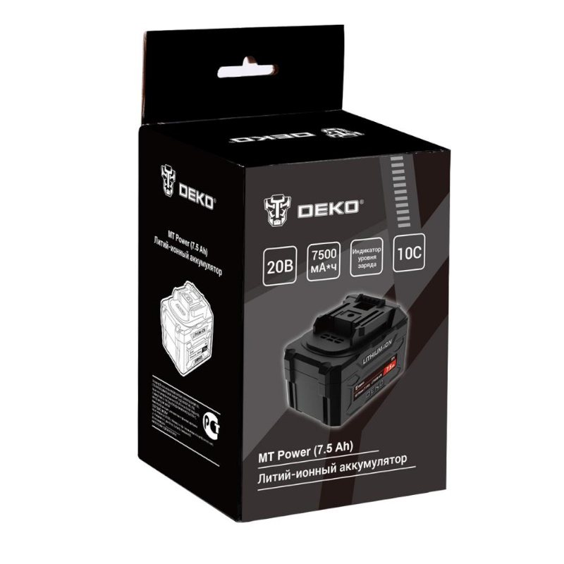 Аккумулятор Deko MT Power Li-ion 084-1067, 20В, 7,5 Ач, с повышенной токоотдачей, разъём UNV  в Переславле