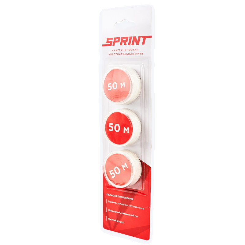 Нить уплотнительная Sprint 61014, набор катушек 3х50 метров, блистер