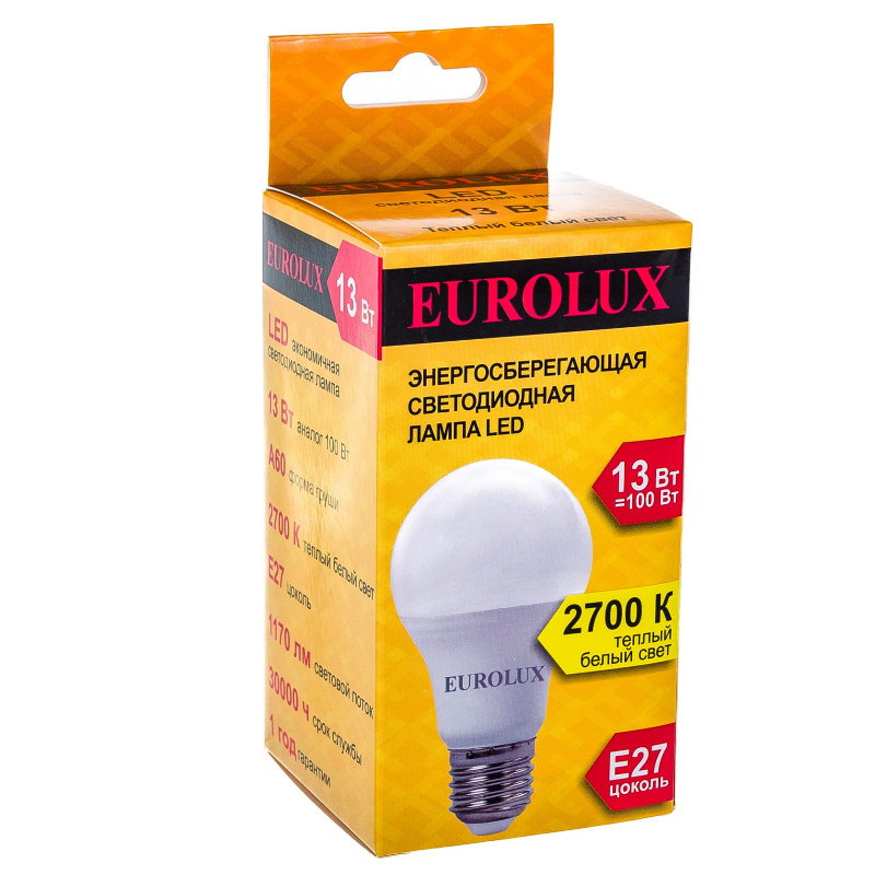 Лампа светодиодная Eurolux LL-E-A60-13W-230-2,7K-E27 в Туле