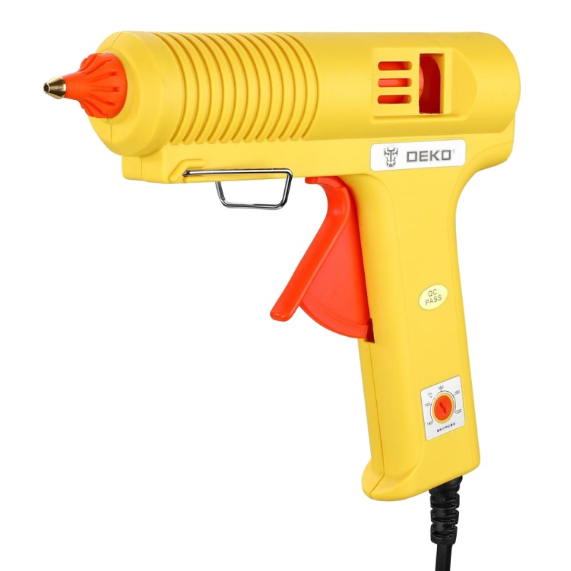 Термопистолет клеевой Deko DKGG150 SET4 063-4974 (150ВТ, с функцией THERMAL CONTROL + подставка + набор стержней)