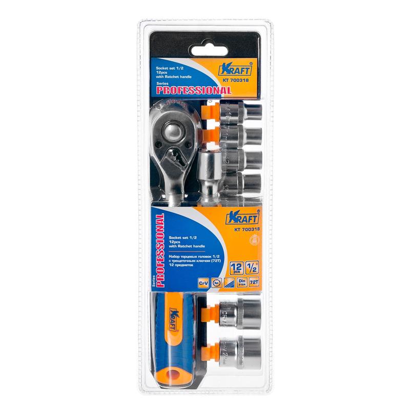 Набор головок торцевых с трещоткой 1/2"Dr Kraft KT 700318, 12 предметов в Иваново