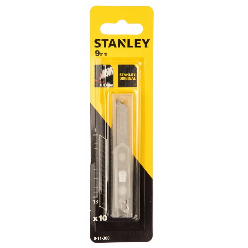 Лезвие для канцелярского ножа Stanley 011300 (9 мм, с отламывающимися сегментами, количество 10 шт) в Кинешме