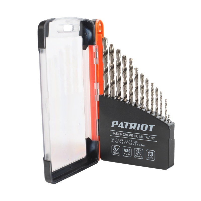 Набор сверл по металлу Patriot 815010104 (быстрорежущая сталь, 13 шт: 1,5-6,5мм, в пластиковом боксе) во Владимире