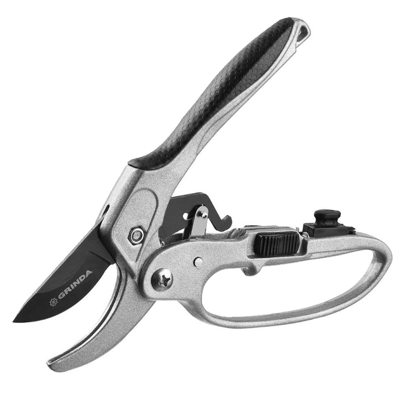 Контактный секатор Grinda G-15 8-423034_z01, 200 мм, стальные лезвия, храповый механизм, с эфесом, с алюминиевыми рукоятками в Иваново