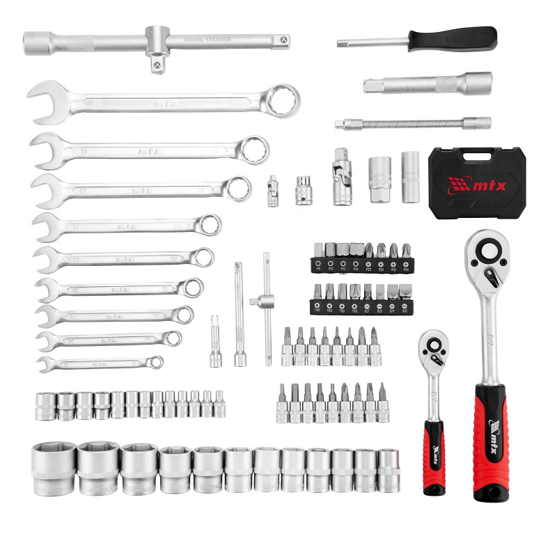 Набор инструментов MTX 13563, 1/2", 1/4", пластиковый кейс, 82 предмета