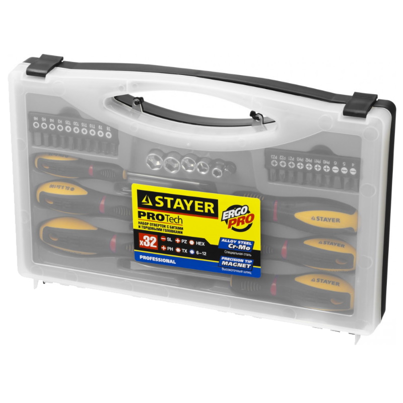 Набор отверток с насадками Stayer ProTech Professional 25134-H18, 32 предм.  в Нижнем Новгороде