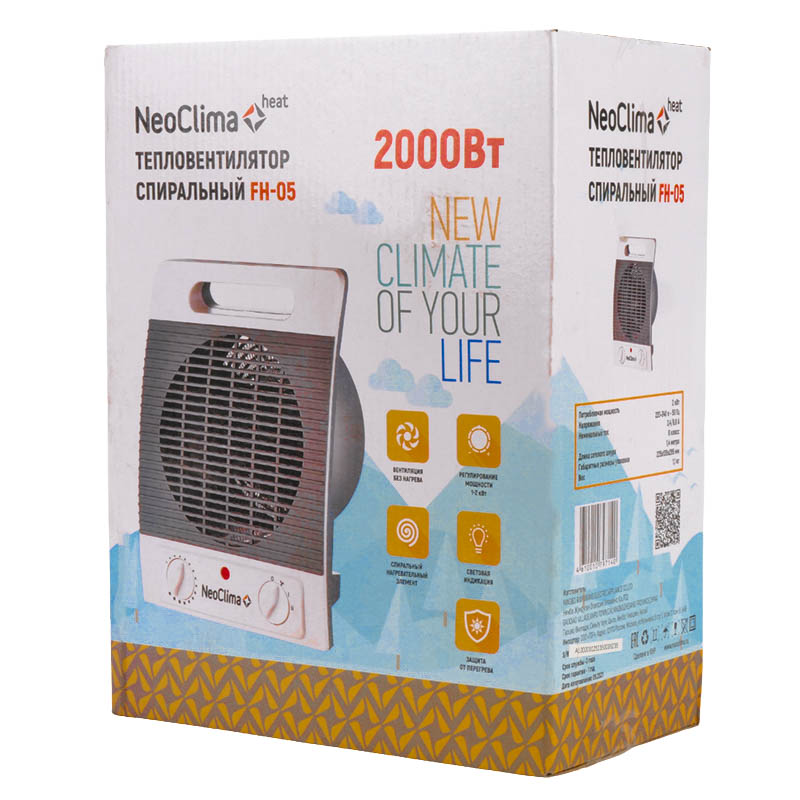 Напольный воздухообогреватель для дома NeoClima FH-05 (мощность 2000 вт, вес 0.9 кг) в Костроме