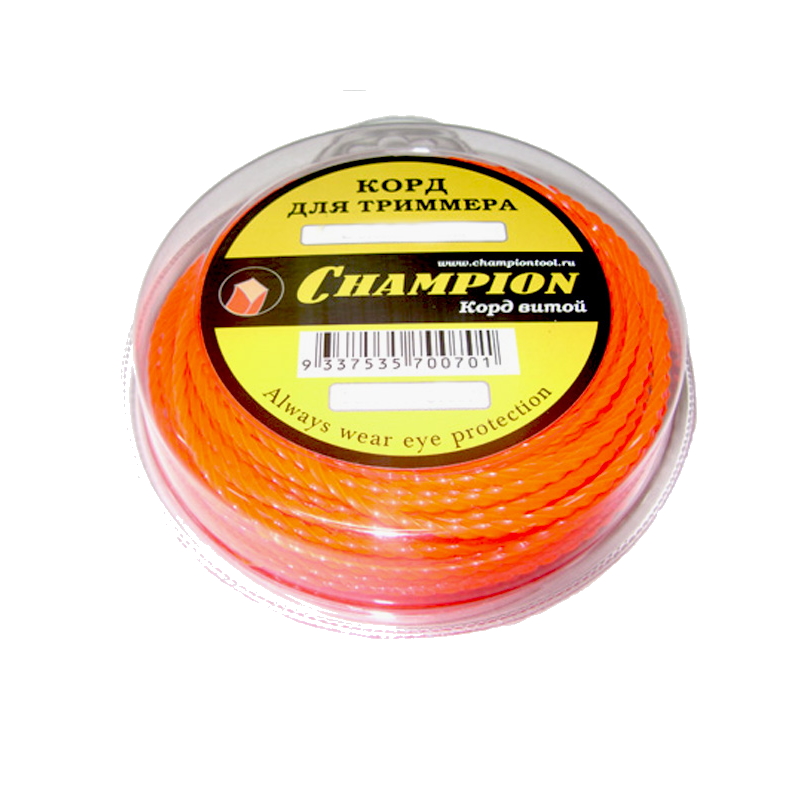Леска для триммеров Champion Twisted Square C7003, витой квадрат, 2,4 мм, 12 м в Вологде