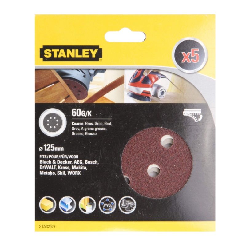 Шлифовальный круг для эксцентриковых шлифмашин Stanley STA32027-XJ (125 мм, 60 G, 5 шт.) во Владимире