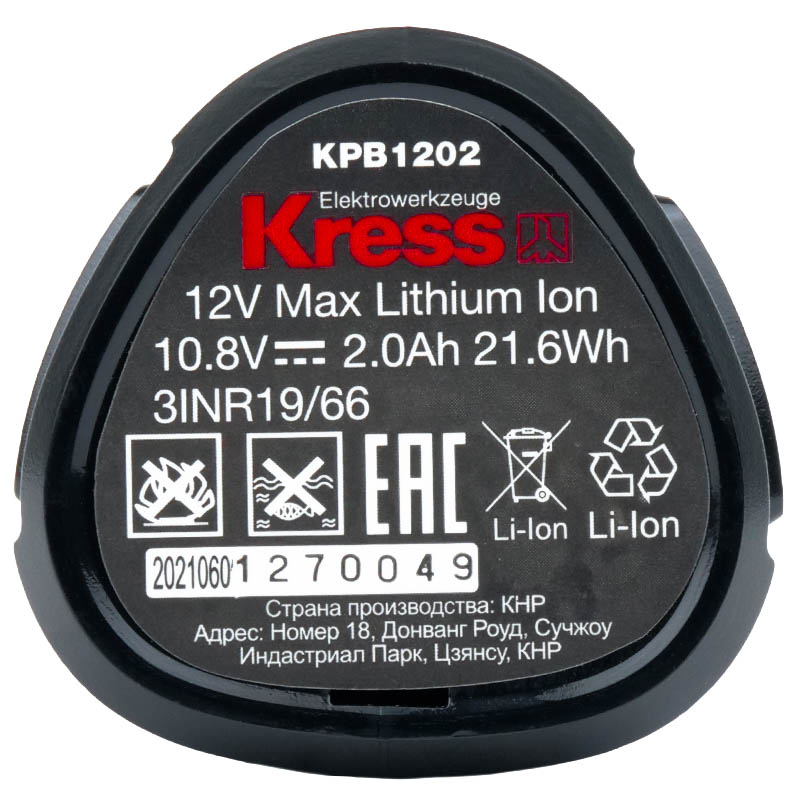 Аккумуляторная дрель-шуруповерт ударная Kress KU362 (бесщеточная, напряжение 12В, вес 1.5 кг)