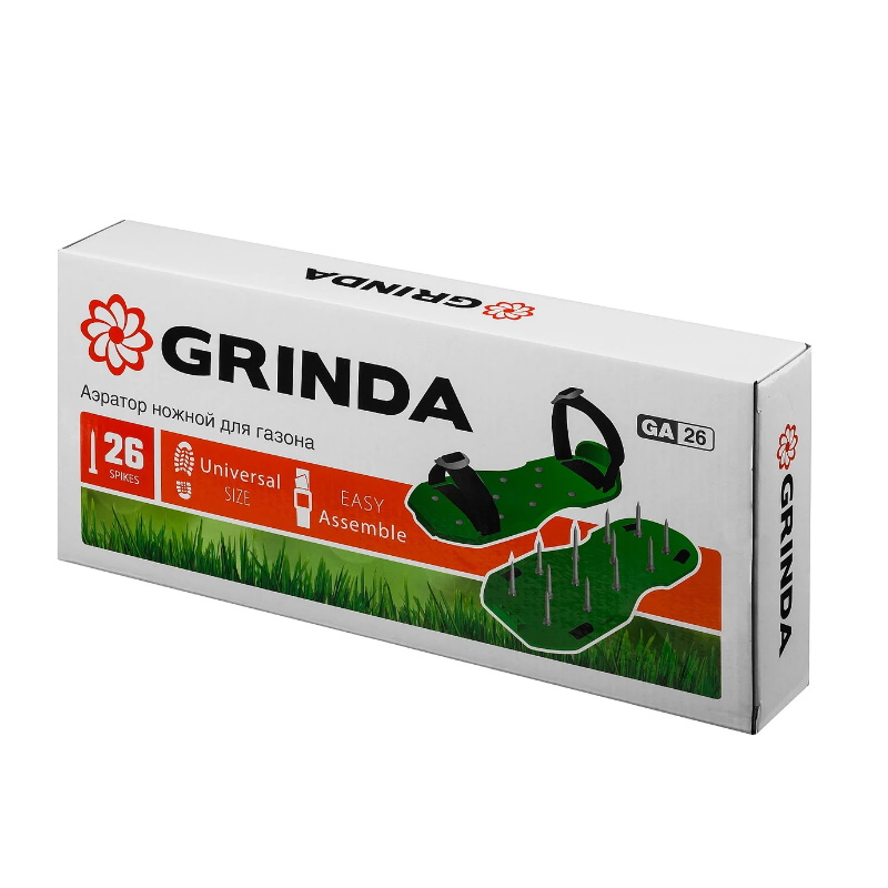 Аэратор ножной для газона со стальными шипами Grinda GA-26 422111 26 шипов 50мм  в Угличе
