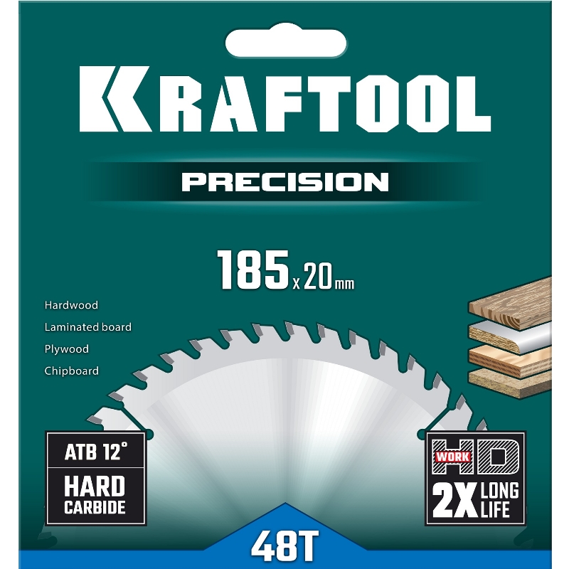 Пильный диск по дереву Kraftool Precision 36952-185-20, 185 x 20 мм, 48Т в Кинешме