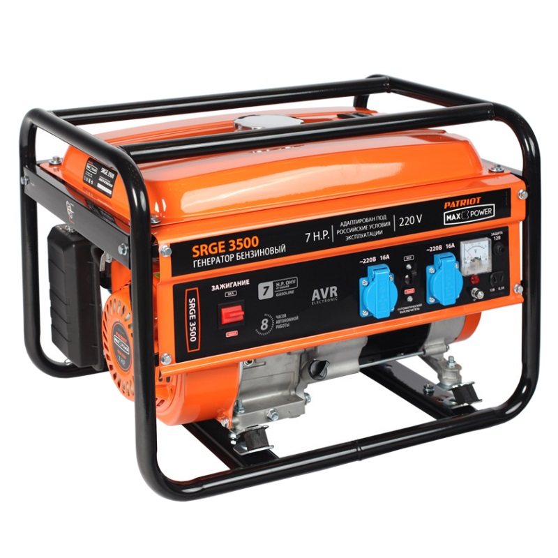 Однофазный бензиновый генератор Patriot Max Power SRGE 3500 25 кВт ручной запуск 16790₽