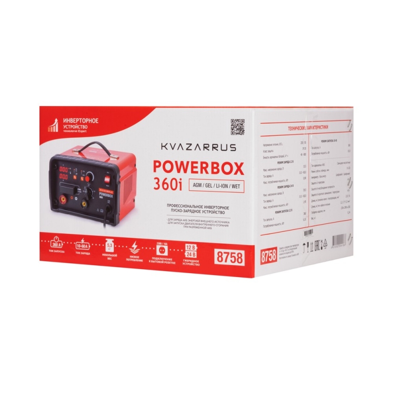 Инверторное пуско-зарядное устройство Kvazarrus PowerBox 360i, таймер, 8758 в Коврове