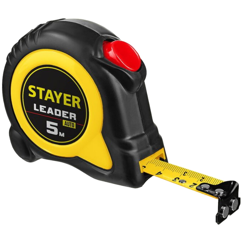 Рулетка Stayer LEADER 3402-05-19_z02, автостоп, обрезиненный корпус, 5мх19мм в Иваново