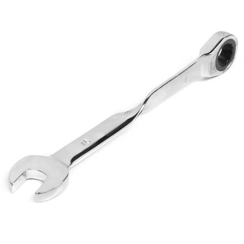Ключ комбинированный трещоточный удлиненный Hortz 121242 16х16 мм с изогнутой рукояткой хром 712₽