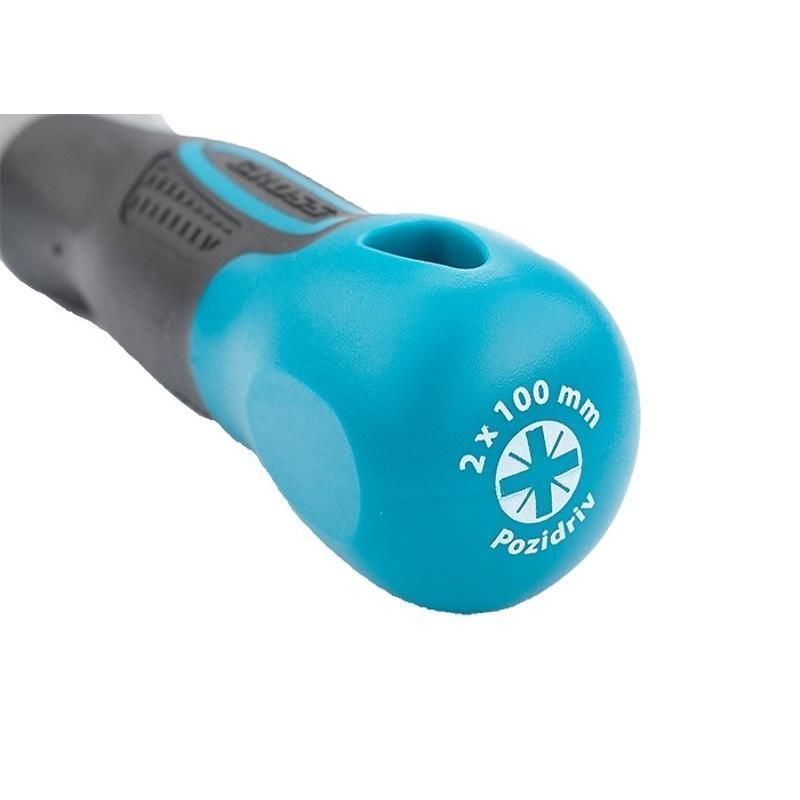 Отвертка магнитная Gross 12159, PZ2x100мм, S2, трехкомпонентная ручка
