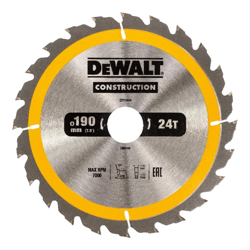 Пильный диск DeWalt CONSTRUCT DT1944-QZ, 190/30 мм в Твери