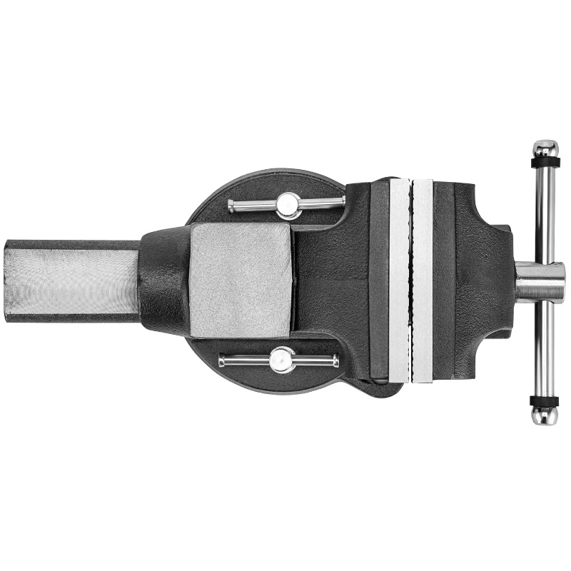Тиски слесарные Denzel BVH-125 18684, 125 мм, поворотные, стальная направляющая, с наковальней в Иваново