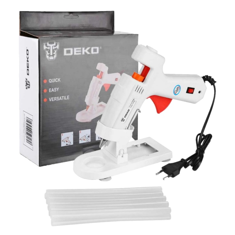 Термопистолет клеевой Deko DKGG100 SET4 063-4971 100Вт с подставкой набор клеевых стержней 11 мм 10 шт 1318₽