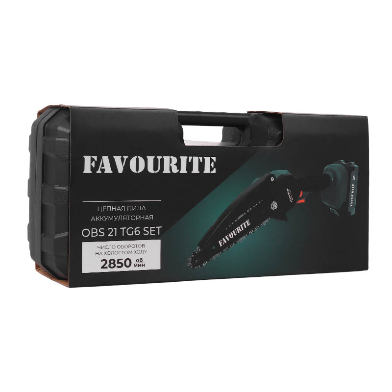 Цепная пила аккумуляторная 21В Favourite OBS 21 TG6 SET 150042216 (для работы одной рукой, кейс, 2ач) в Вологде