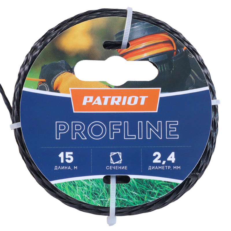 Леска для триммера Patriot Profline 240-15-5, витой квадрат, 2,4 мм, 15 м в Иваново