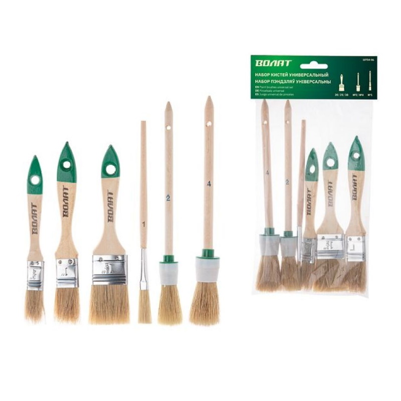 Набор кистей универсальный Волат 10704-06 6шт 175₽