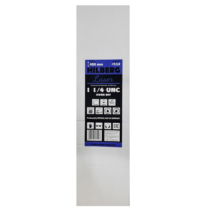 Коронка алмазная Hilberg Laser HD714, 112*450, 1 1/4 UNC  в Череповце