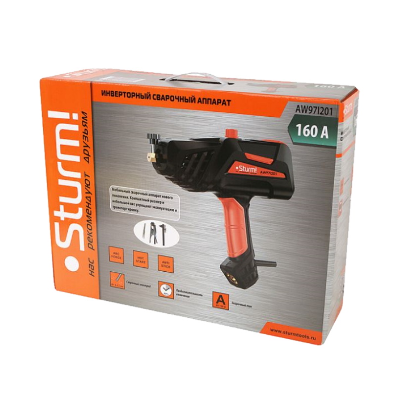 Сварочный инвертор Sturm! AW97I201 (мобильный, 20-160А, ПВ-60%, напряжение 170-250В) в Переславле