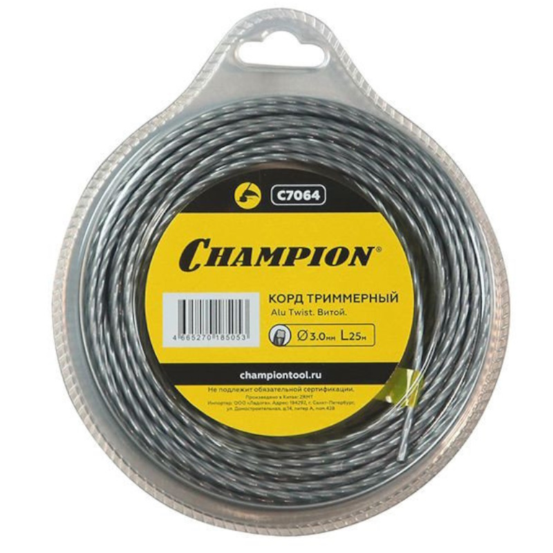 Корд триммерный Champion Alu Twist C7064, 3.0 мм, 25 метров, витой