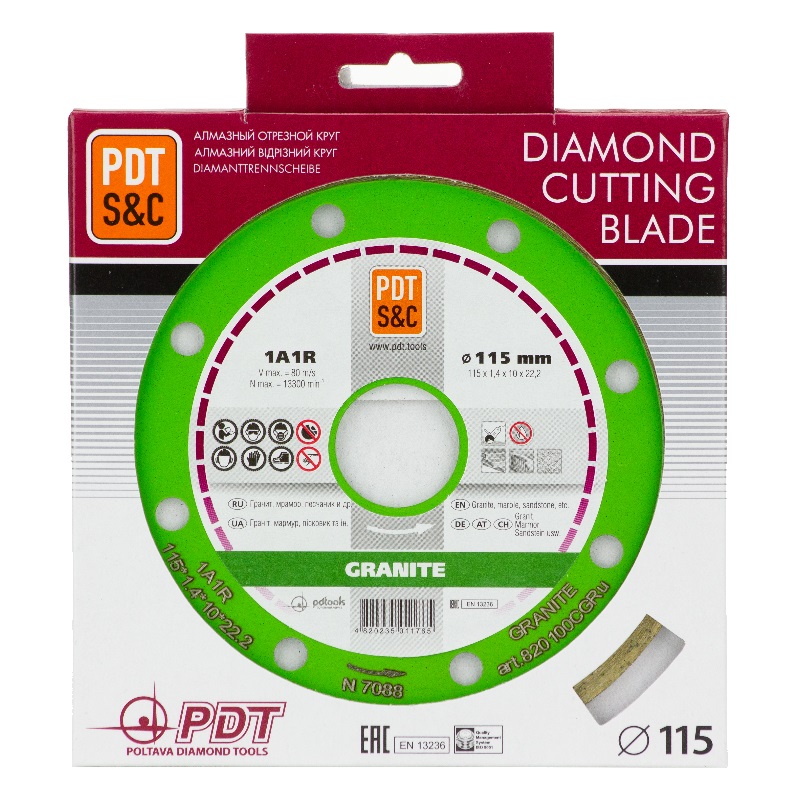 Круг отрезной алмазный PDT Granite 1А1R (115х1.4х10х22.2 мм) 820100CGRu во Владимире