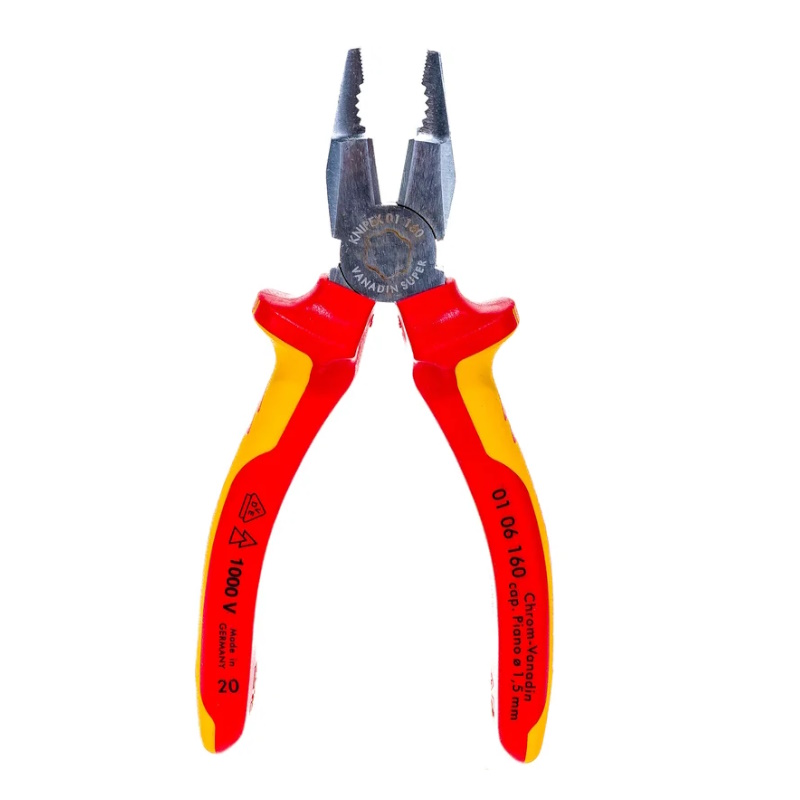 Плоскогубцы комбинированные Knipex KN-0106160, VDE для тяжёлых нагрузок, 160 мм, хром, 2-компонентные диэлектрические ручки в Кинешме