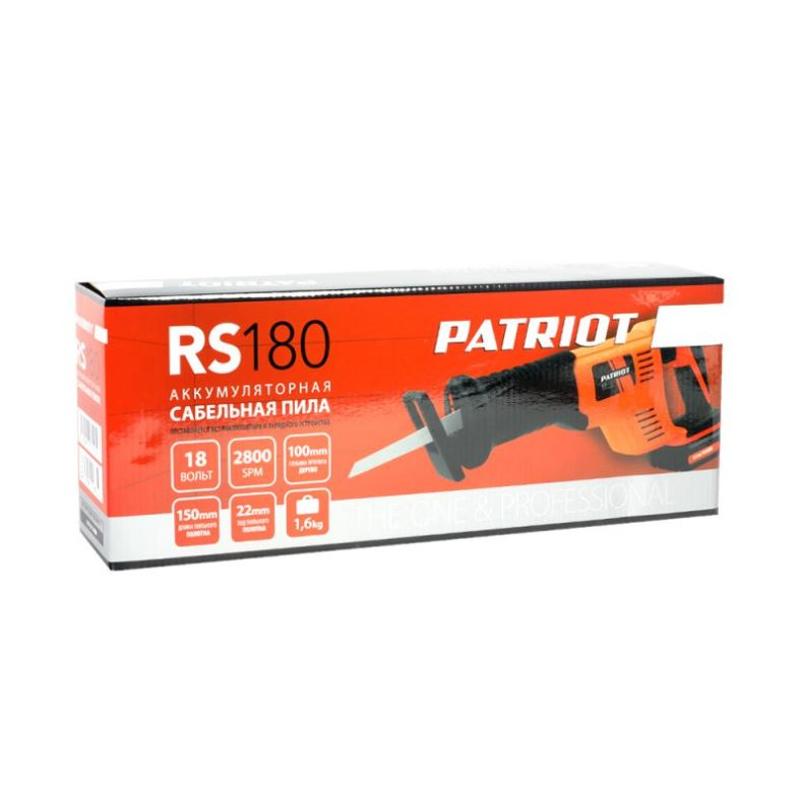 Аккумуляторная сабельная пила Patriot RS 180 UES 110303180 (аккумулятор li-ion; толщина металла 5 мм, дерева 100 мм, без АКБ и ЗУ) в Муроме