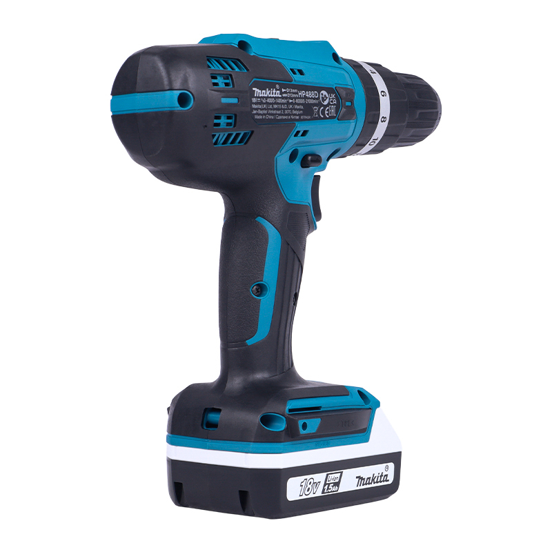 Дрель-шуруповерт Makita HP488D002, аккумуляторная, ударная,18В, 13мм, 42/24Нм, 2x1,5Ач, з/у в Александрове