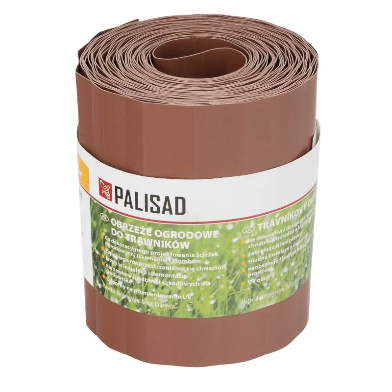 Бордюрная лента Palisad 644847, 15х900 см, полипропиленовая, коричневая
