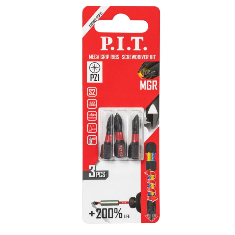 Бита ударная P.I.T. ASDR02-25PZ1, PZ1x25 мм, 3 шт в уп.  в Муроме