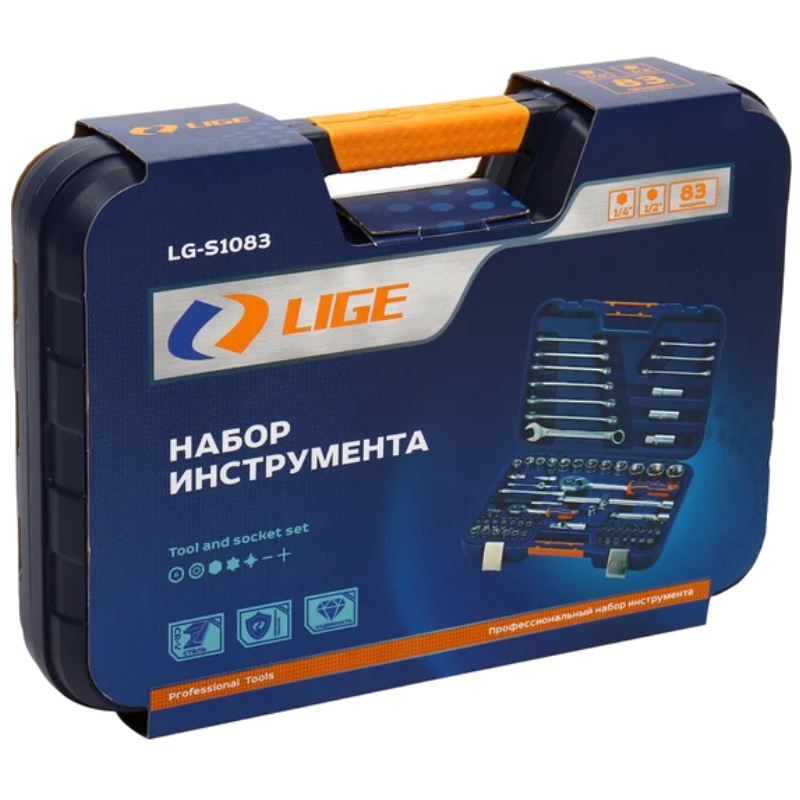 Набор торцевых головок Lige LG-S1083, 1/2", 1/4", 6-гранный, 83 предмета, в кейсе  в Твери