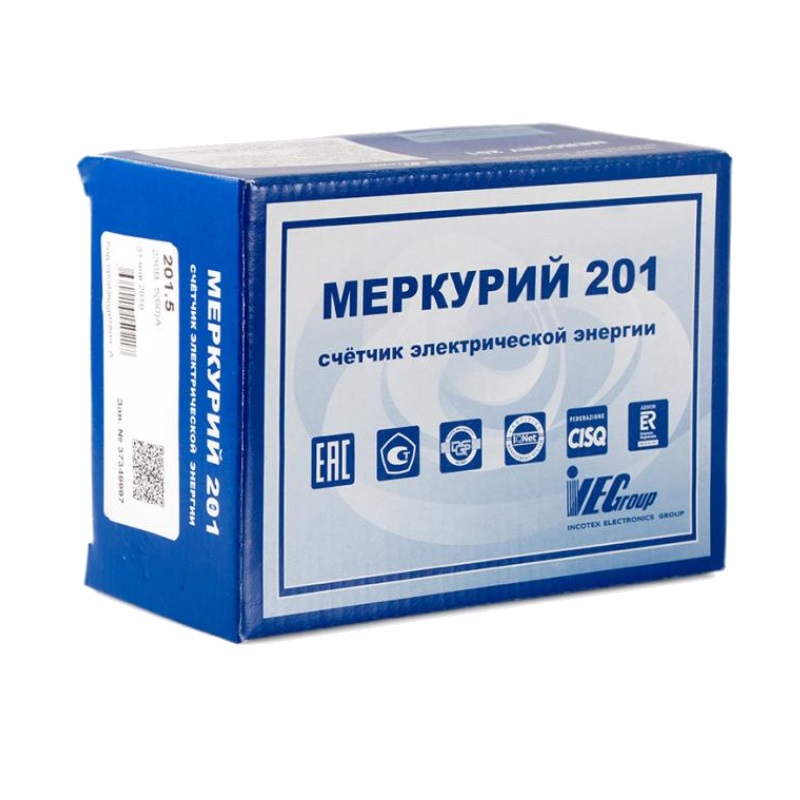 Бытовой счетчик электроэнергии Инкотекс "Меркурий" 201.5 00000032419 63289 (кол-во фаз: 1, ток: 5 А) в Туле