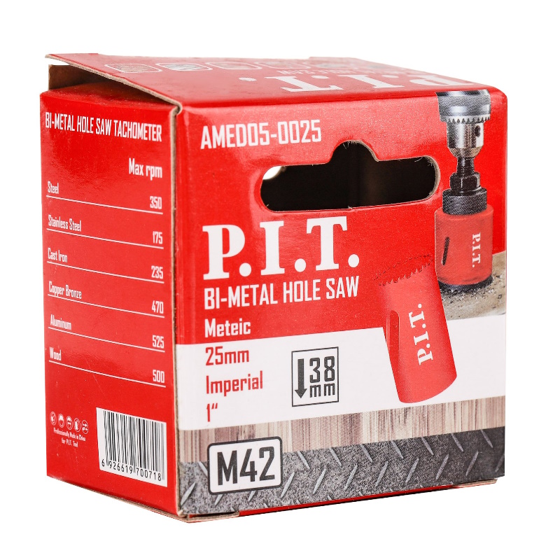 Коронка биметаллическая P.I.T. AMED05-0025, по металлу 25x50 мм, сталь М42, HSS Со 8%, переменный зуб  в Иваново