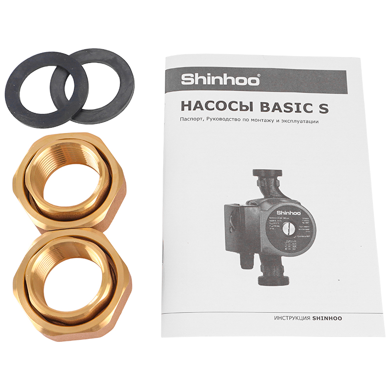 Насос циркуляционный с гайками Shinhoo BASIC S 25-6S 180 71211002 (14.4 м³/ч, 70 вт, монтаж 1 1/2") в Коврове