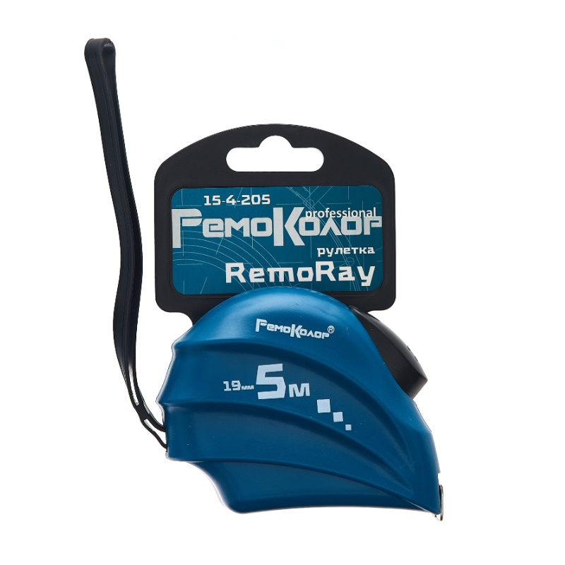 Рулетка РемоКолор professional "RemoRay" 15-4-205, ударопрочный корпус из ABS-пластика, усиленная лента, автостоп, 5мх19 мм в Туле