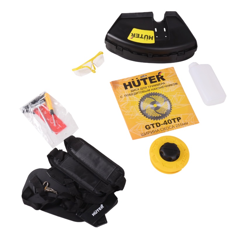 Мощный бензиновый триммер для густых кустов Huter GGT-553TX 70/2/55 (тактность: 2-х тактный, леска + диск) в Муроме