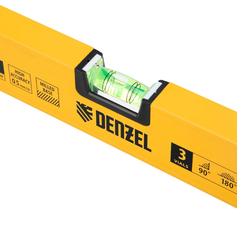Уровень алюминиевый Denzel 33691, магнит., фрезерованный, 3 глазка (1 зеркал.), 0,5 мм/м, 600 мм в Иваново