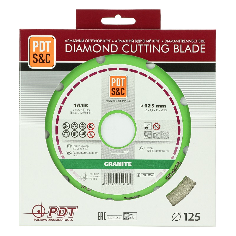 Круг отрезной алмазный PDT Granite 1А1R (125х1.4х10х22.2 мм) 820200CGRu