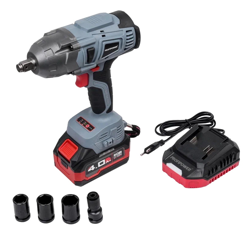 Аккумуляторный гайковерт ProfiPower DWDTW-20B E0105M1, бесщеточный, ударный, 20В, Li-ion(литий-ионный)-1шт, 4.0Ач, 600Нм, З/У, в кейсе в Иваново