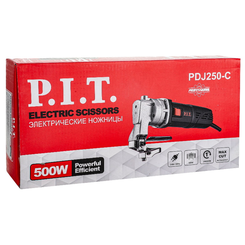 Ножницы по металлу P.I.T. PDJ250-C, электрические 500Вт, 2600ход/мин, толщина реза стали 1,6-2,5мм