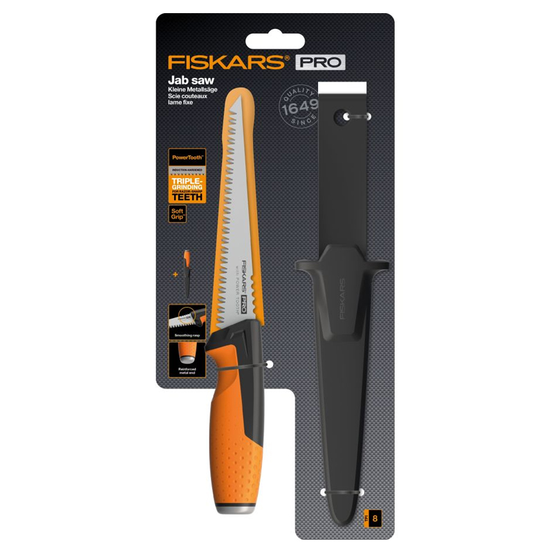 Пила зубчатая Fiskars PowerTooth 1062935 с ножнами 8 зубьев на дюйм