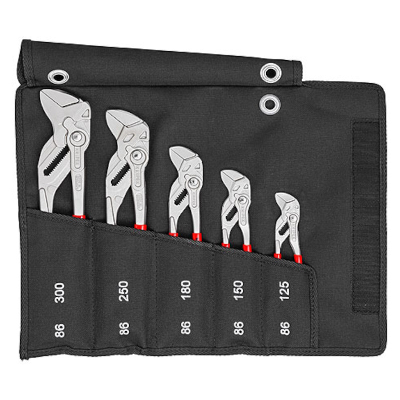 Набор переставных клещей-гаечных ключей Knipex KN-001955S4 в чехле-скрутке 5 пр KN-8603125150180250300 64819₽