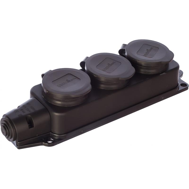 Тройная однофазная колодка UNIVersal 602230 (еврослот, 250 В, 16 А)