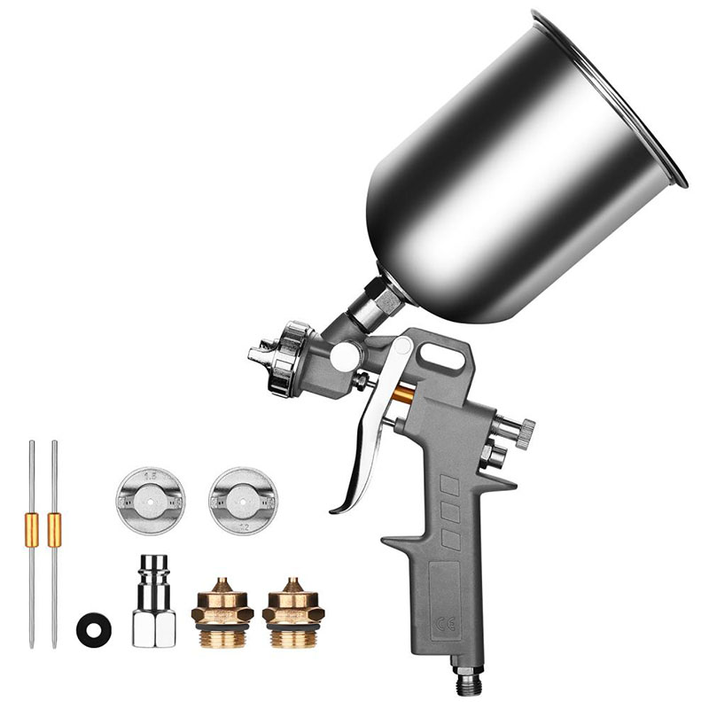 Пневматический краскопульт Deko DKSG1U-1 018-0925 с верхним бачком и сменными соплами 1000 мл металл 121518 мм 1600₽